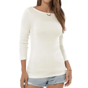 3/4 sleeve tops for women featuring a stylish 3/4 sleeve ribbed top, 3/4 sleeve top outfits, 3/4 sleeve shirt outfits, 3/4 sleeve V neck top styling, and elegant women 3/4 sleeve shirt looks for casual and everyday fashion.