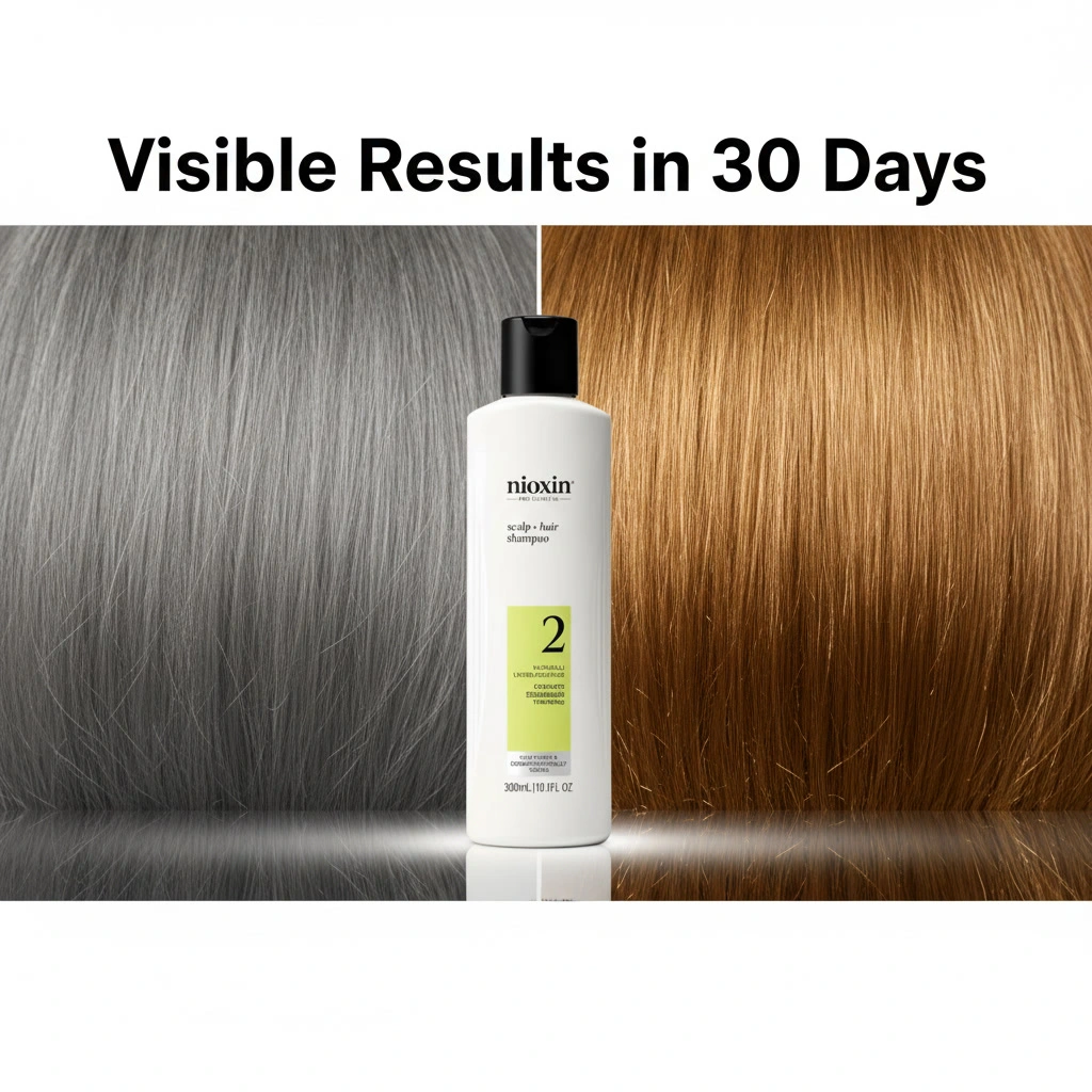 Clinically shown shampoo for thinning hair with visible thickening in 30 days