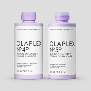Olaplex No. 4P purple shampoo and No. 5P purple conditioner for blonde hair