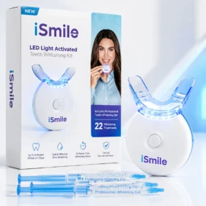 iSmile LED teeth whitening kit with whitening mouthpiece and gel applicators